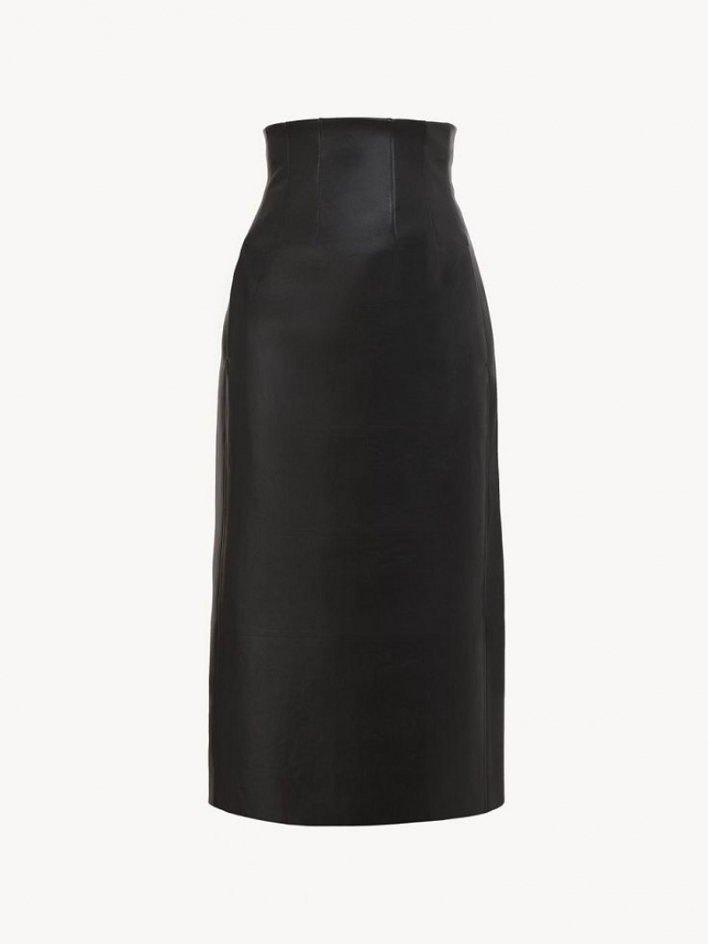 Black Chloe High-waisted Midi Skirts | CHE-SR14089