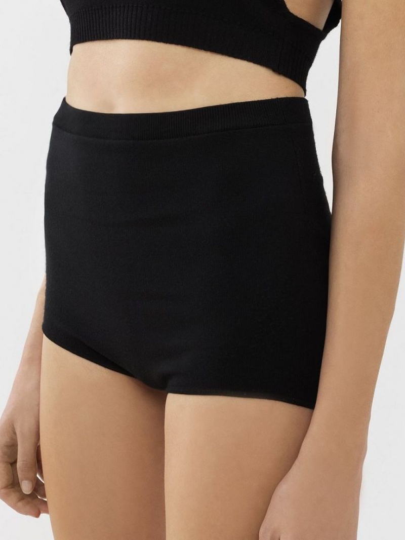 Black Chloe High-waisted Mini Shorts Knitwear | CHE-SR13924