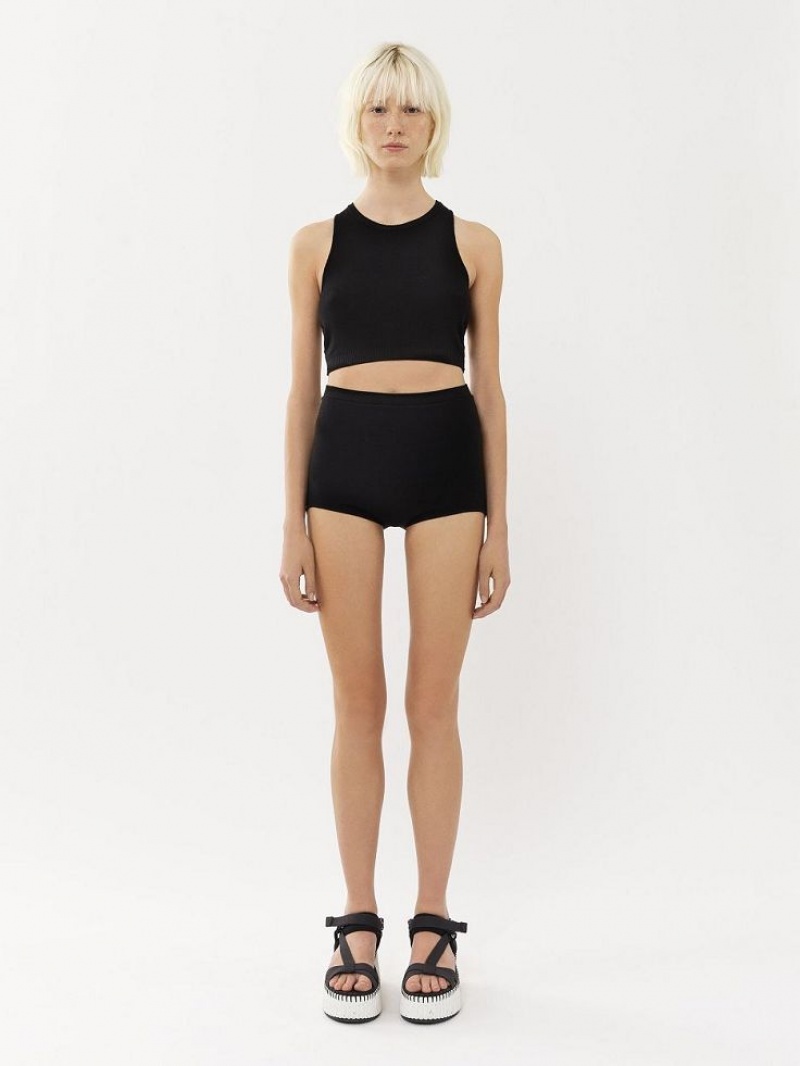 Black Chloe High-waisted Mini Shorts | CHE-SR14007