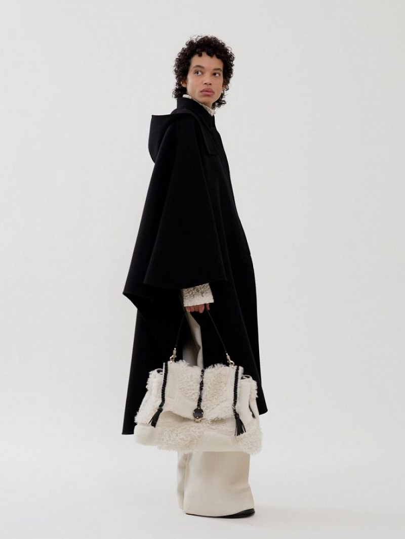 Black Chloe Hooded Cape Coats | CHE-SR13820