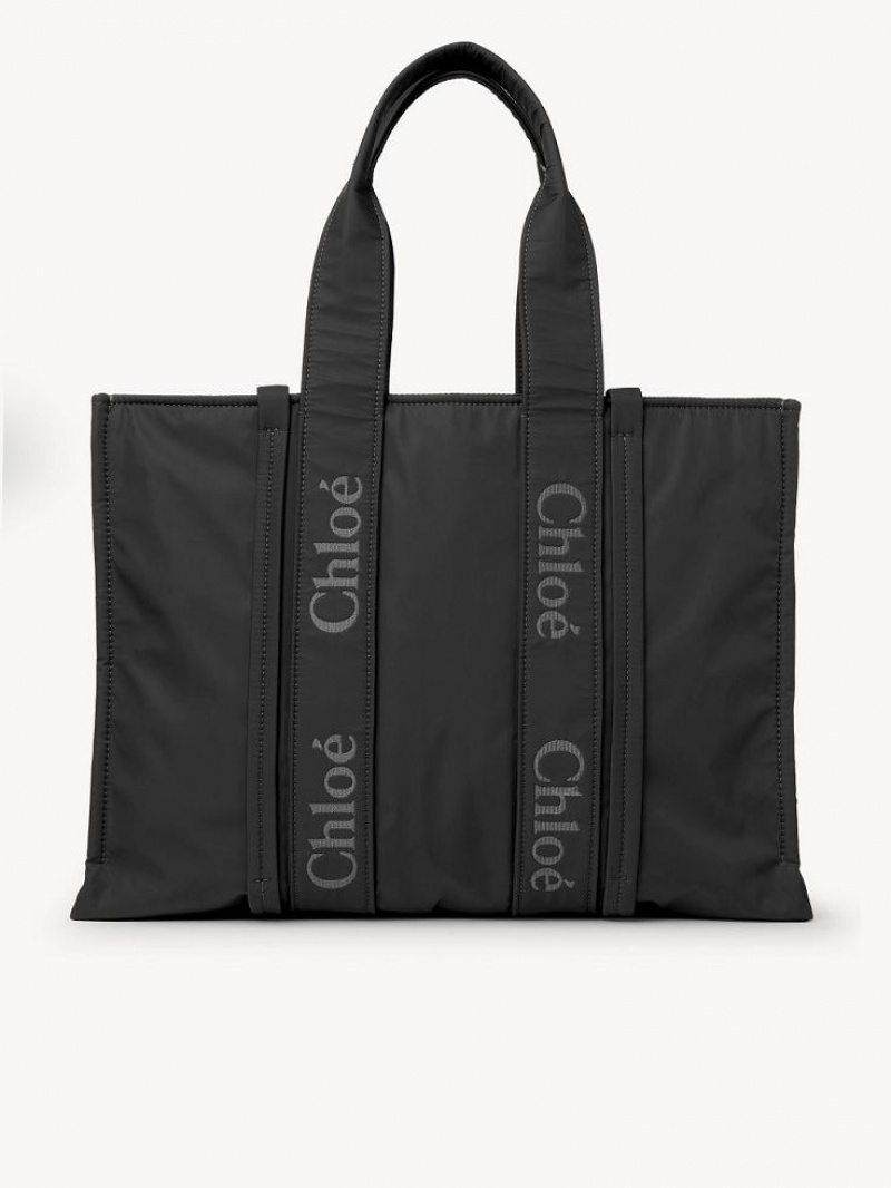 Black Chloe Large Woody Shoulder Bags | CHE-SR13430