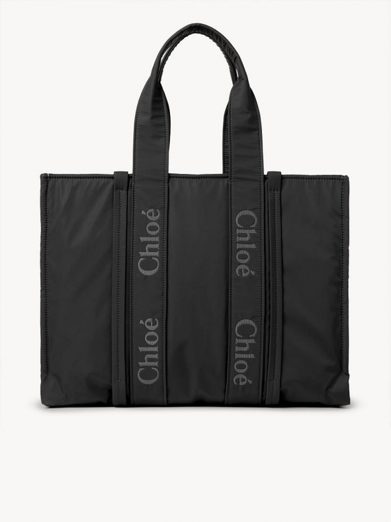 Black Chloe Large Woody Shoulder Bags | CHE-SR13430