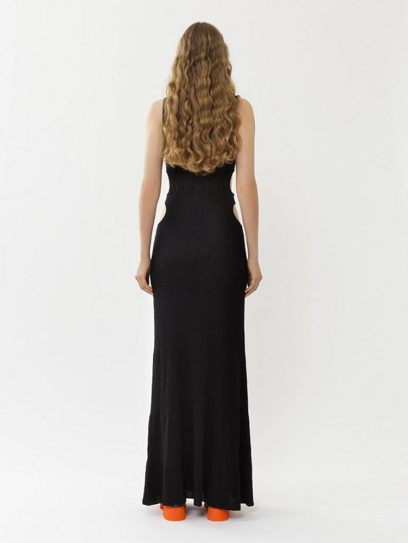 Black Chloe Long Tank Dresses | CHE-SR13841