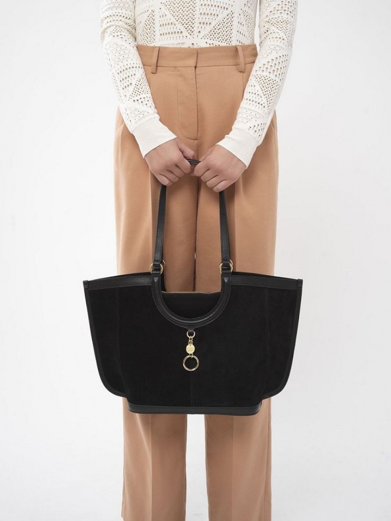 Black Chloe Mara Shopper Shoulder Bags | CHE-SR14593