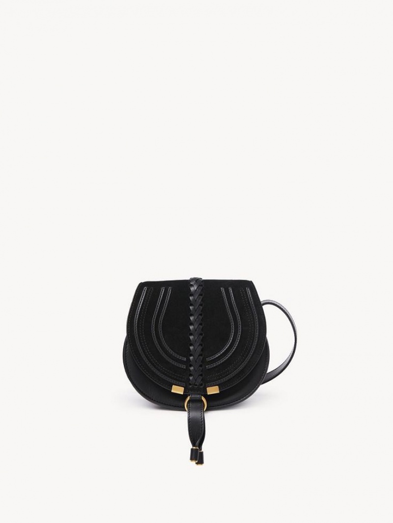 Black Chloe Marcie Small Saddle Shoulder Bags | CHE-SR13413