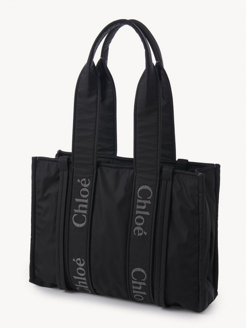 Black Chloe Medium Woody Shoulder Bags | CHE-SR13428