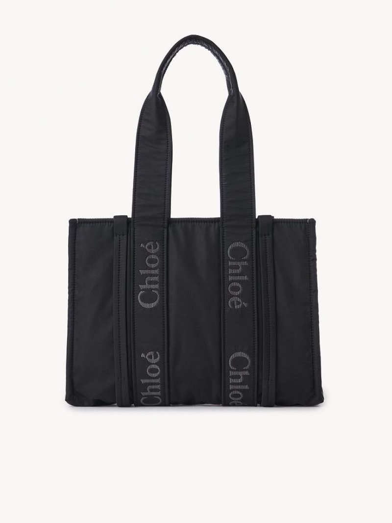 Black Chloe Medium Woody Shoulder Bags | CHE-SR13428