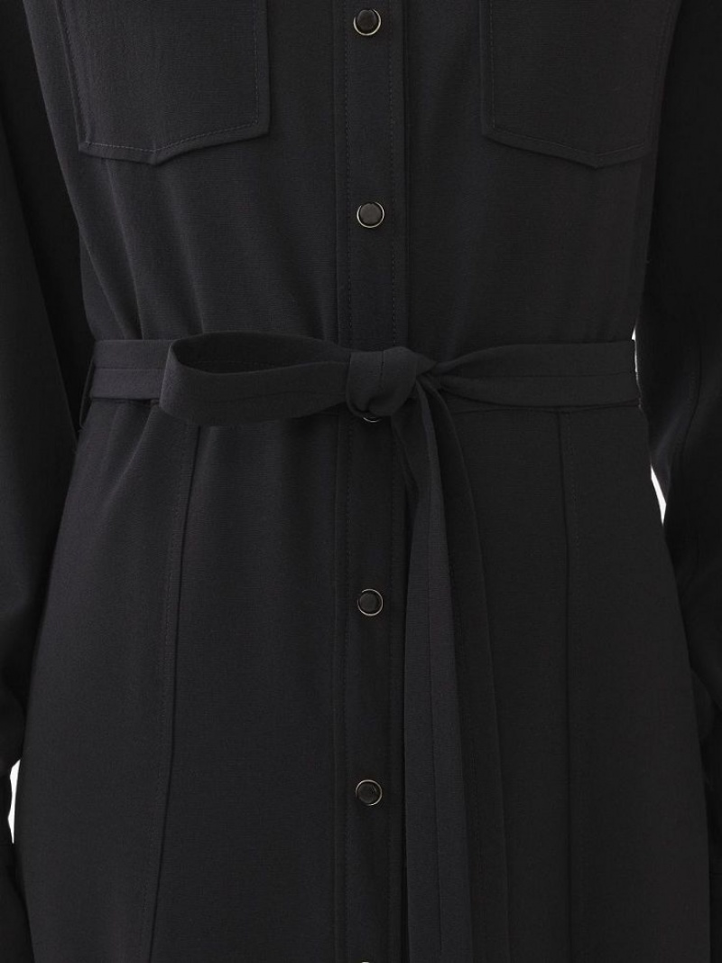 Black Chloe Midi Shirt Dresses | CHE-SR13842