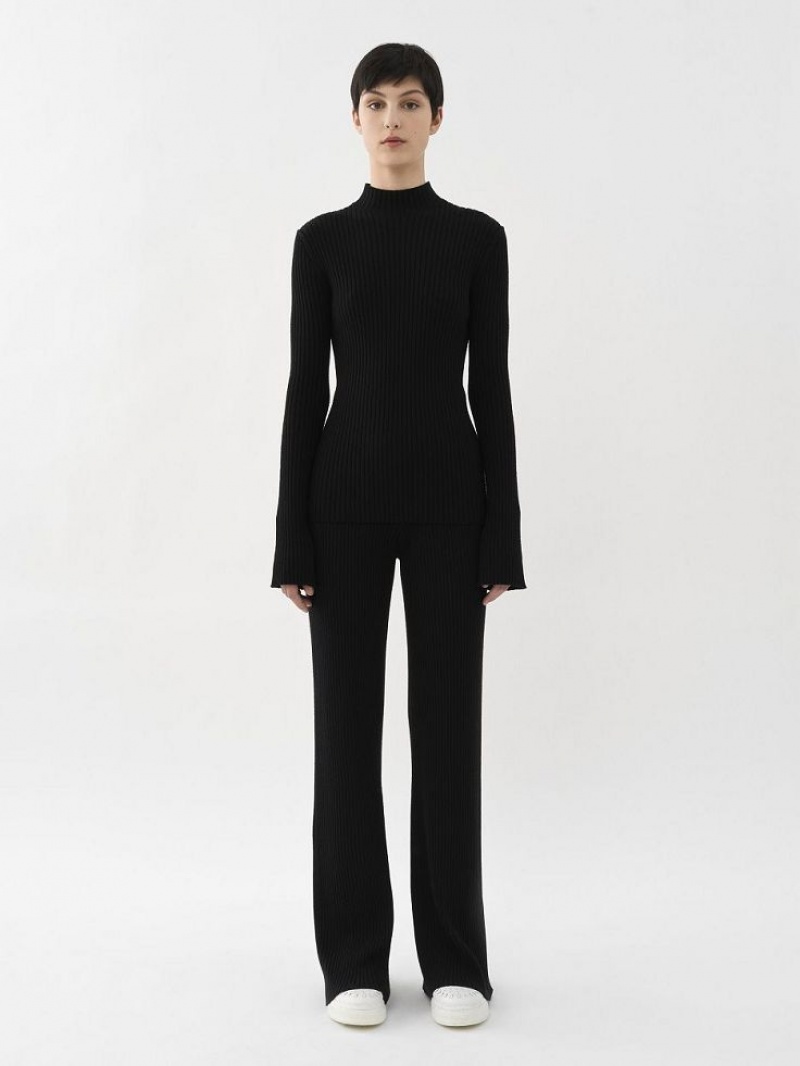 Black Chloe Mock-neck Knitwear | CHE-SR13919