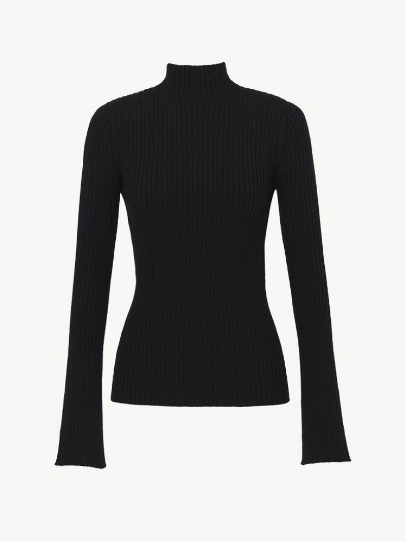 Black Chloe Mock-neck Knitwear | CHE-SR13919