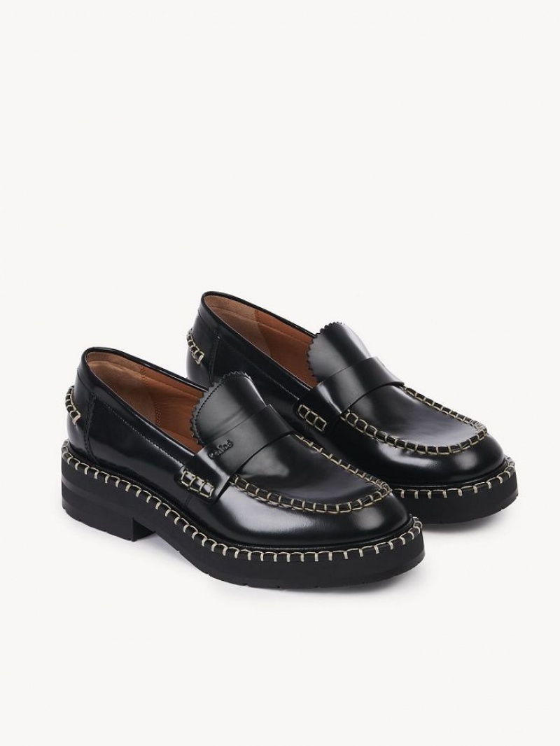 Black Chloe Noua Flat Loafer | CHE-SR14245