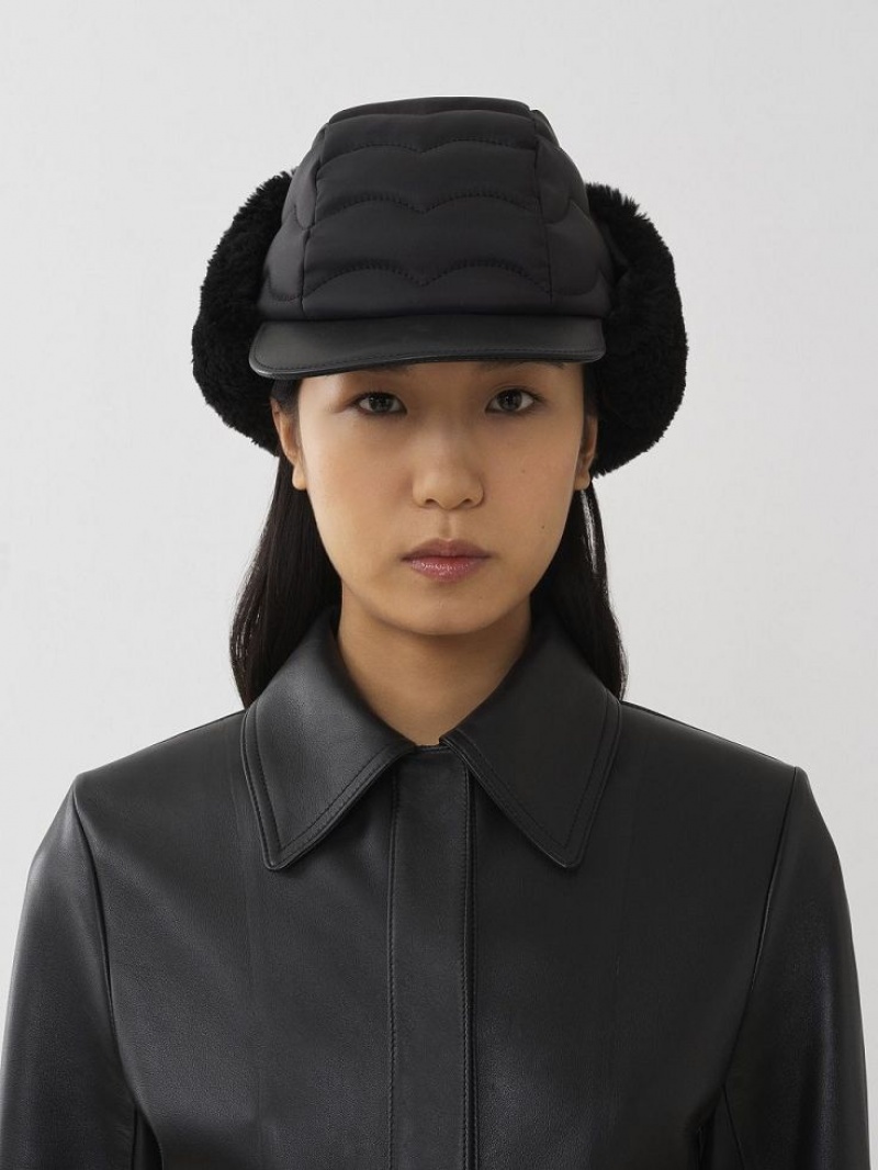 Black Chloe Padded Chapka Hats | CHE-SR14482