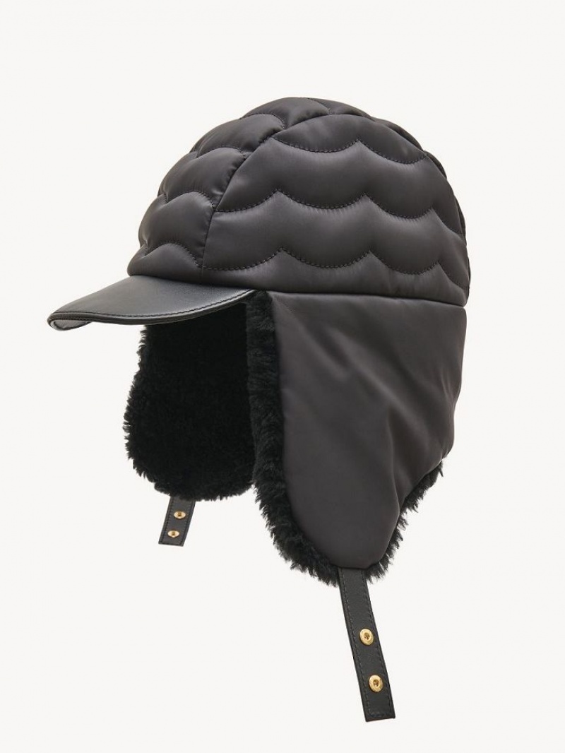 Black Chloe Padded Chapka Hats | CHE-SR14482