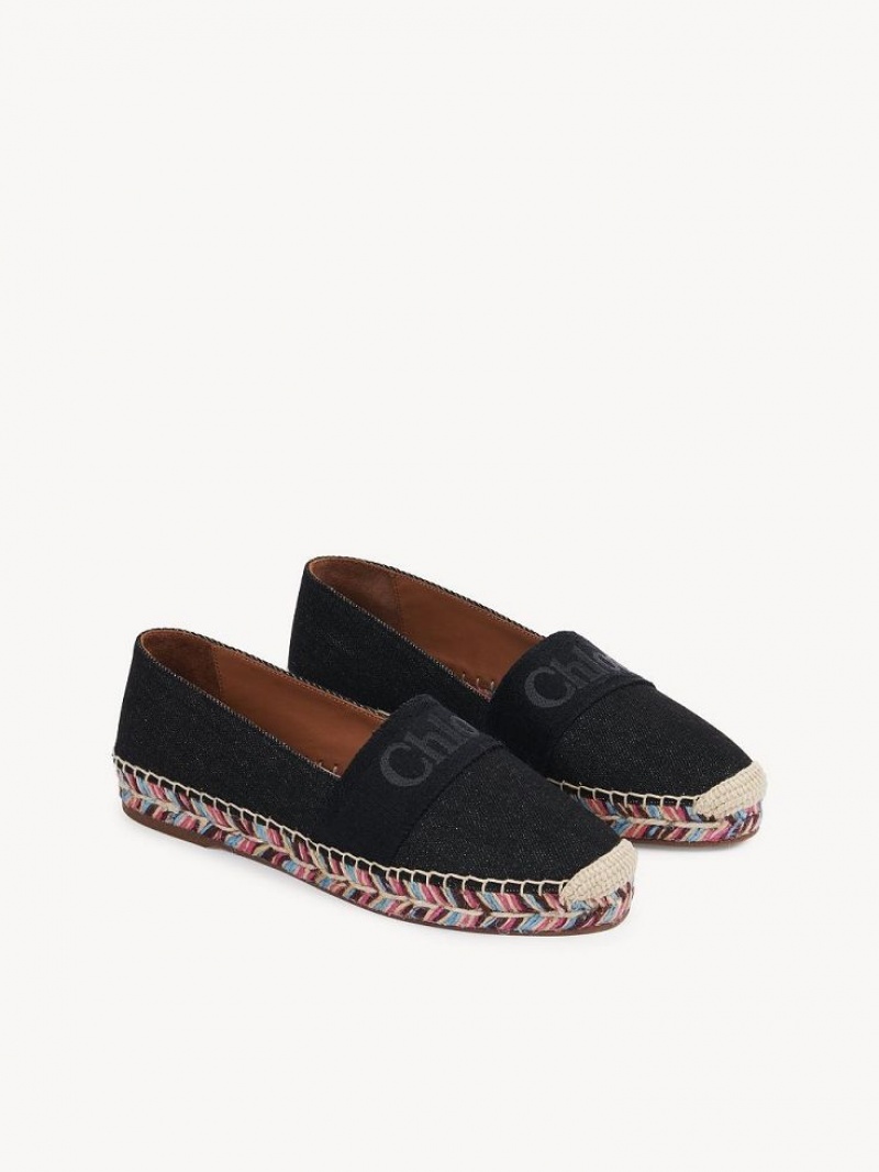 Black Chloe Piia Flat Espadrille | CHE-SR14144