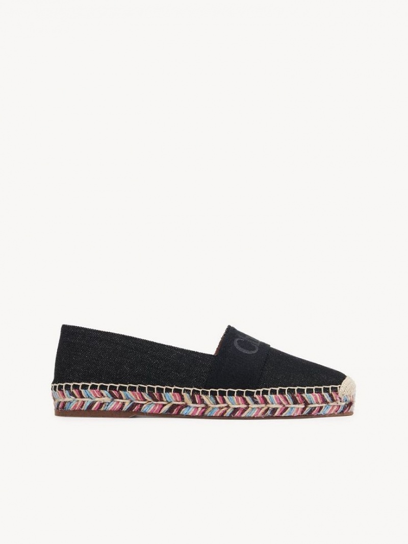 Black Chloe Piia Flat Espadrille | CHE-SR14144