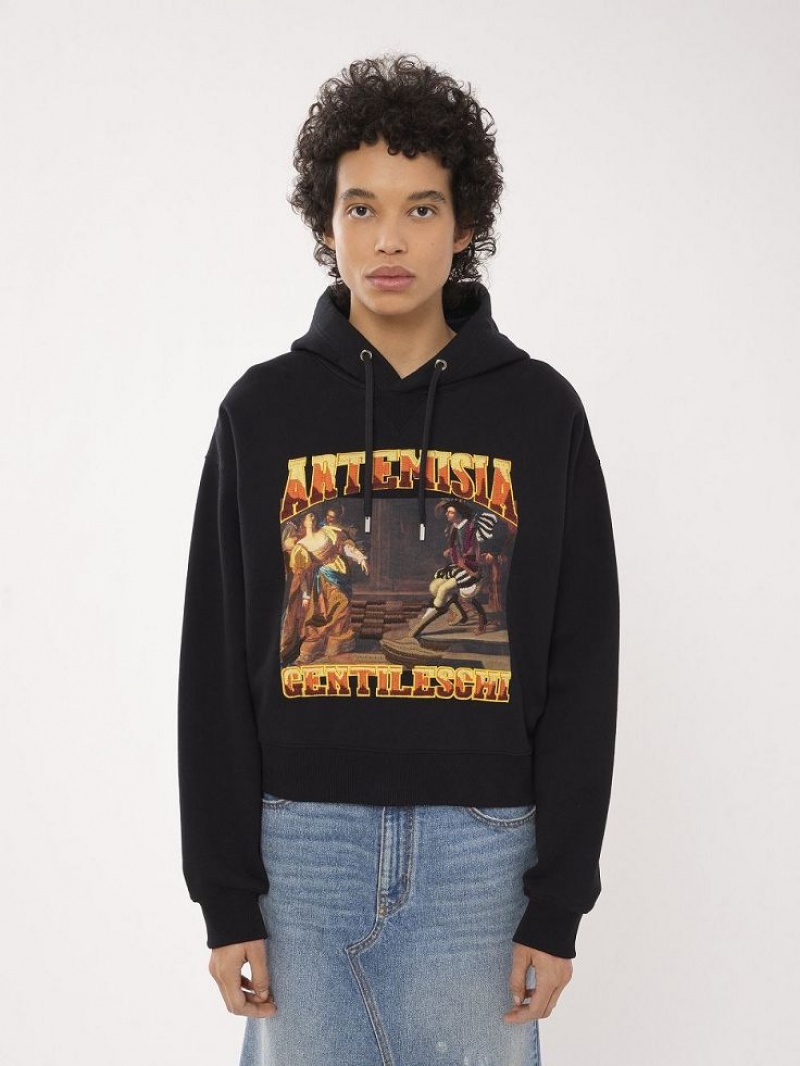 Black Chloe Printed Hoodie Sweaters | CHE-SR13907