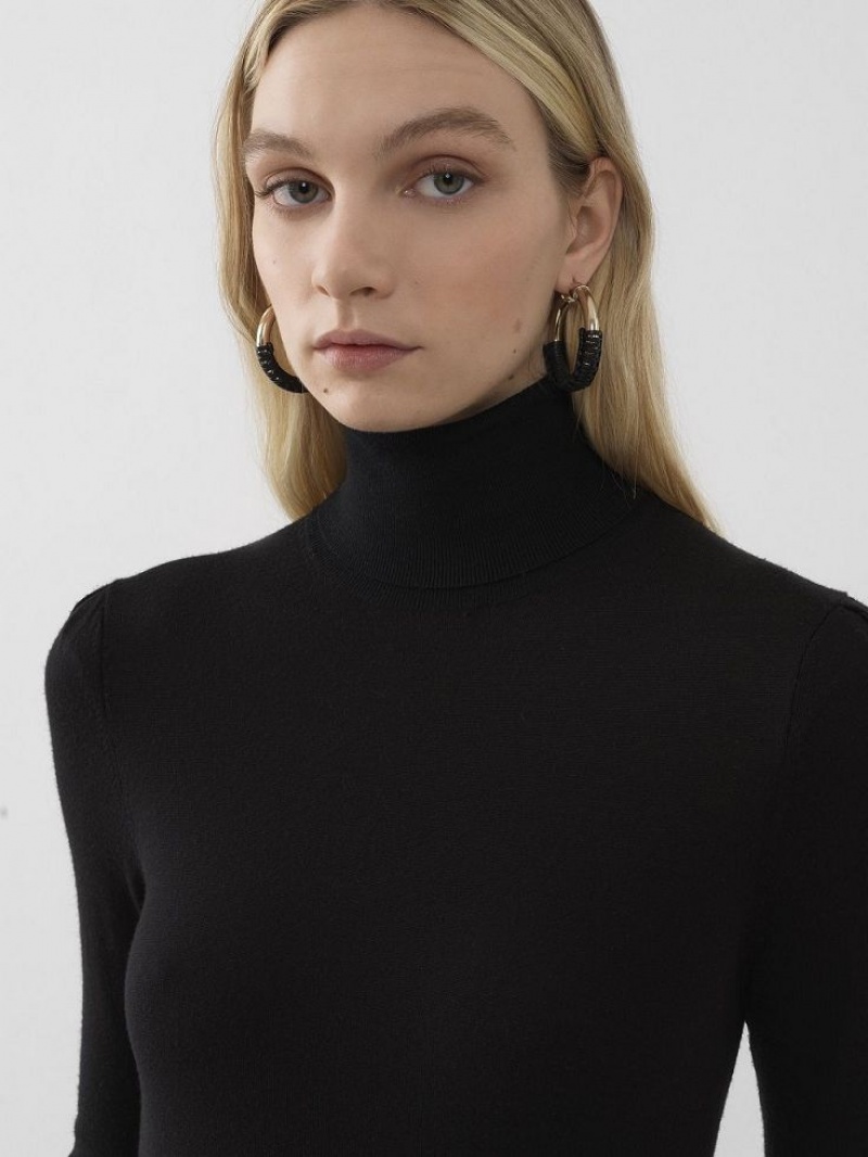 Black Chloe Scalloped High-neck Knitwear | CHE-SR13918