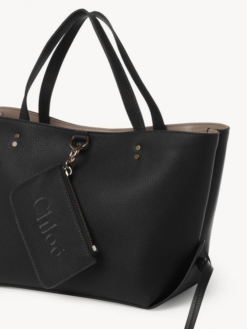 Black Chloe Sense Small East-west Tote Bags | CHE-SR13357