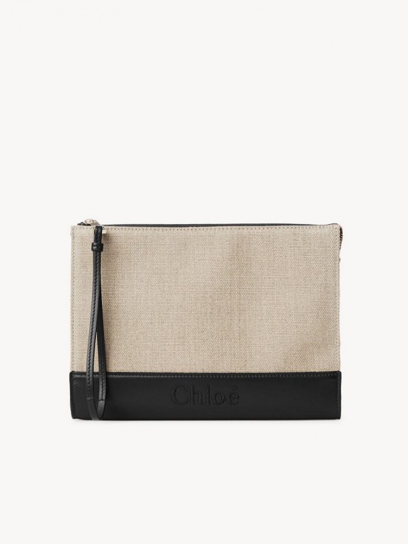 Black Chloe Sense Zippered Pouches | CHE-SR14328