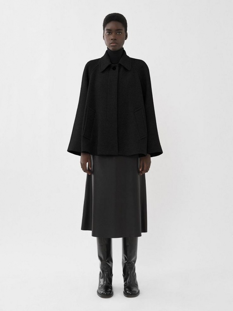 Black Chloe Short Cape Coats | CHE-SR13808