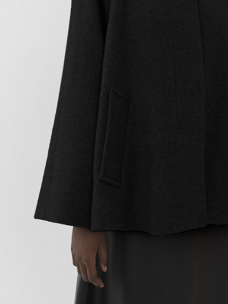 Black Chloe Short Cape Coats | CHE-SR13808