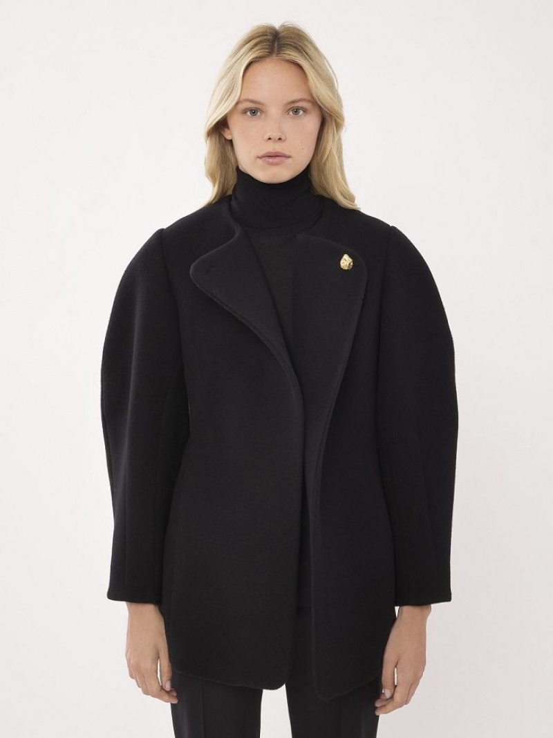 Black Chloe Short Wrap Coats | CHE-SR13826