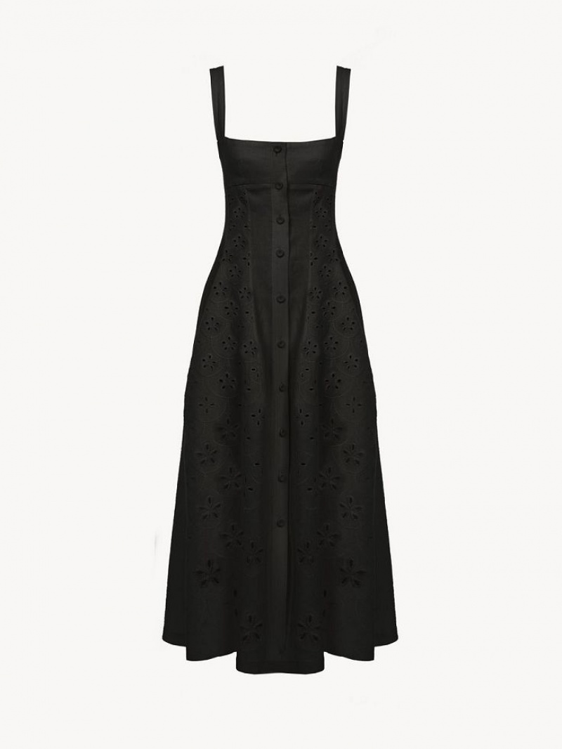 Black Chloe Sleeveless Midi Dresses | CHE-SR13846