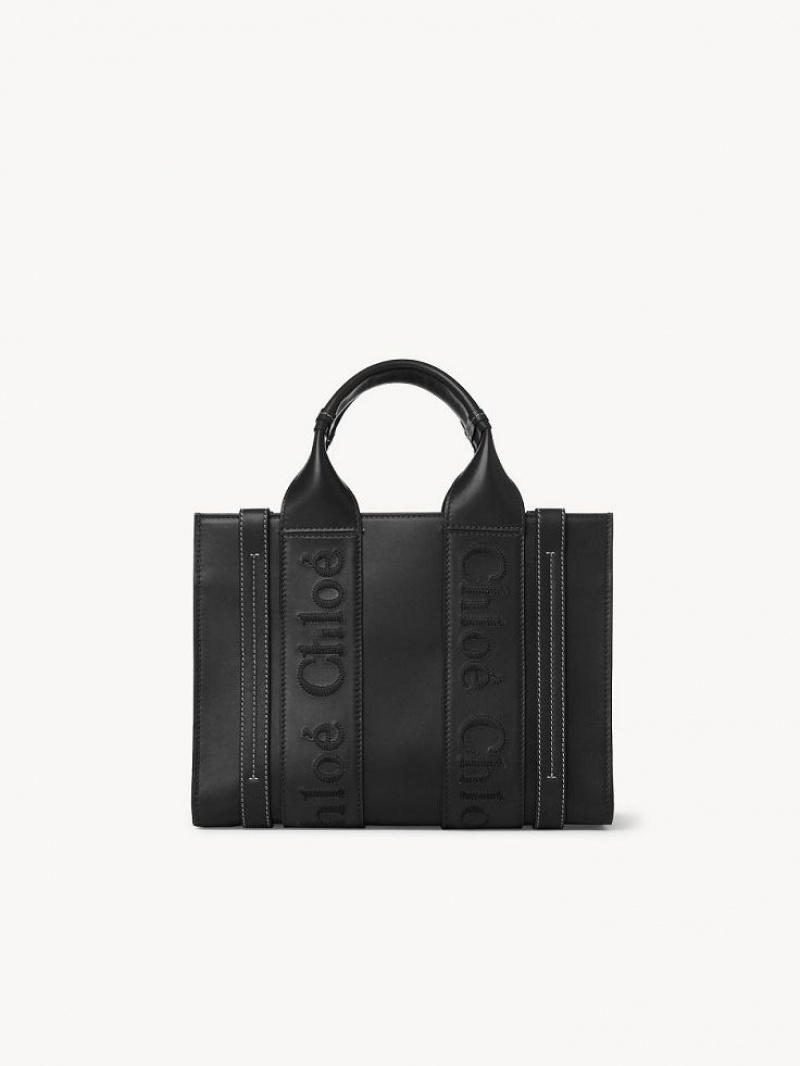 Black Chloe Small Woody Tote Bags | CHE-SR13351