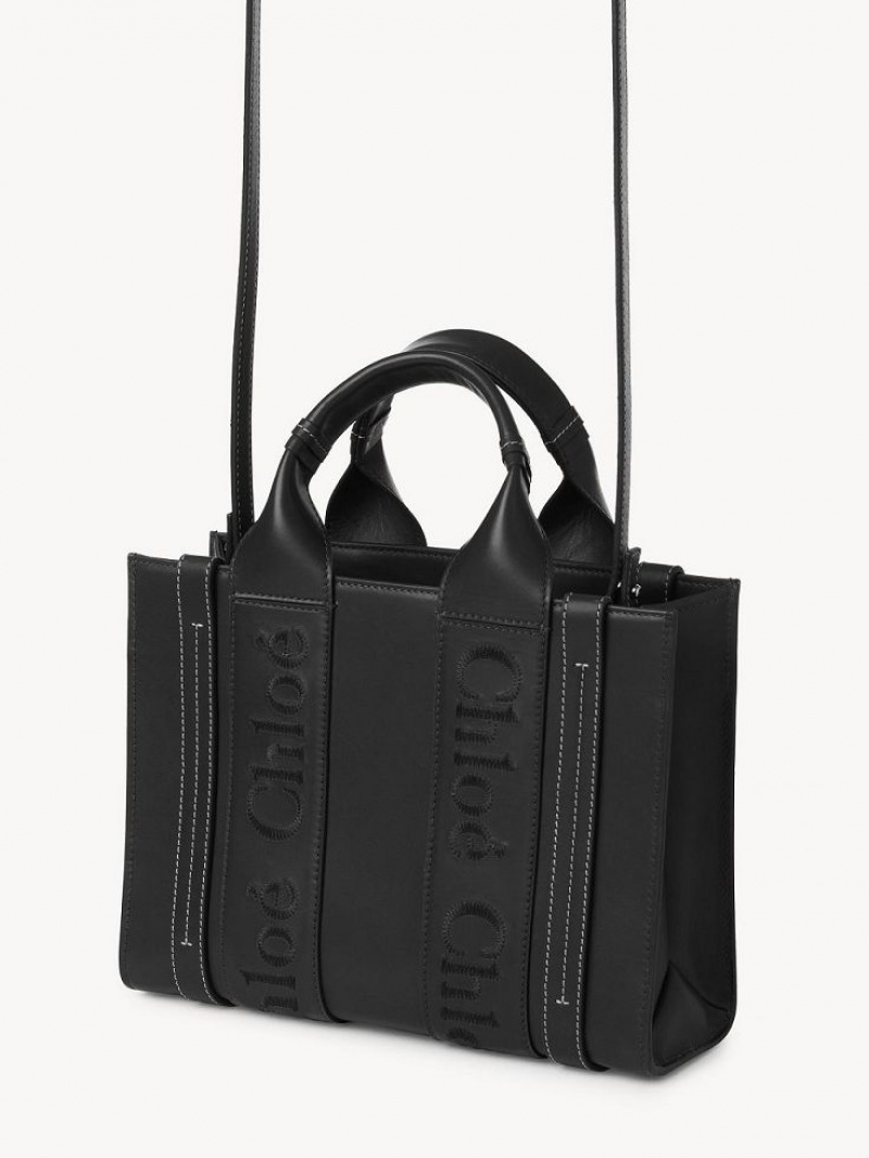 Black Chloe Small Woody Tote Bags | CHE-SR13351