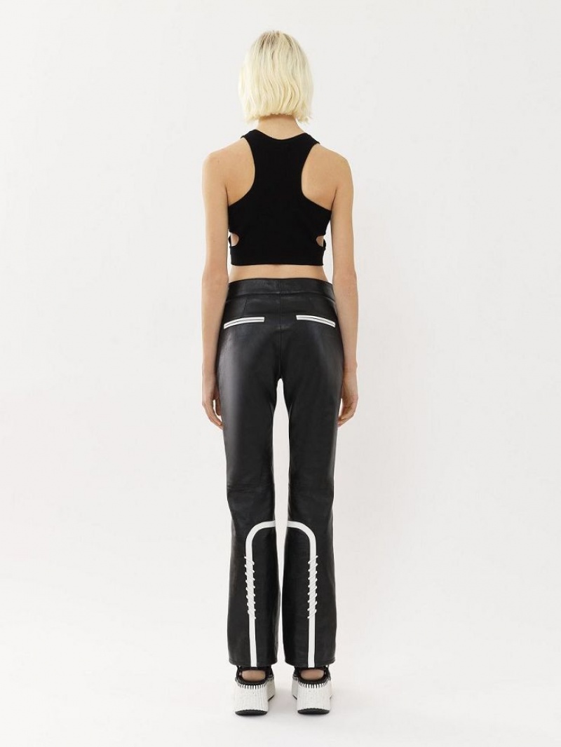 Black - Yellow 1 Chloe Biker Pants Leather | CHE-SR14107