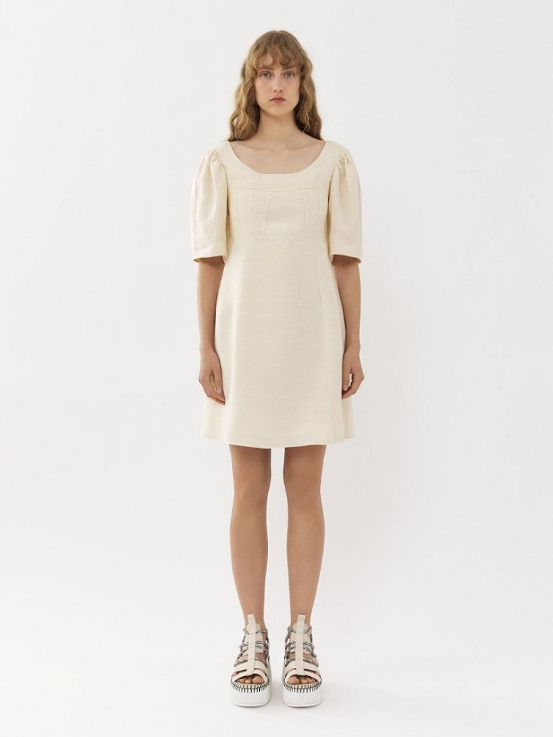 COCONUT MILK Chloe Boat-neck Mini Dresses | CHE-SR13836