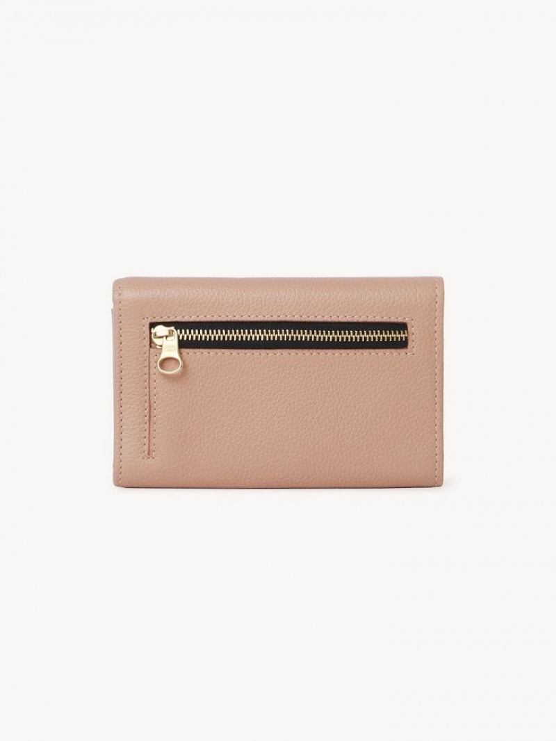 COFFEE PINK Chloe Lizzie Medium Compact Wallets | CHE-SR14897