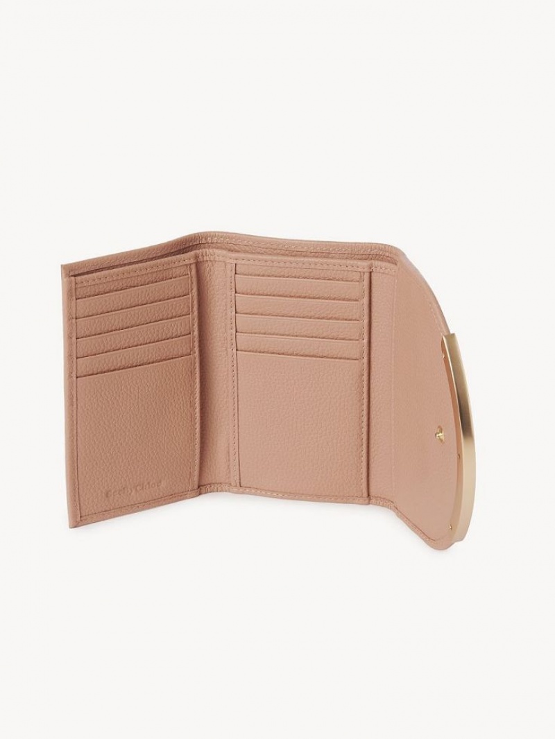 COFFEE PINK Chloe Lizzie Medium Compact Wallets | CHE-SR14897