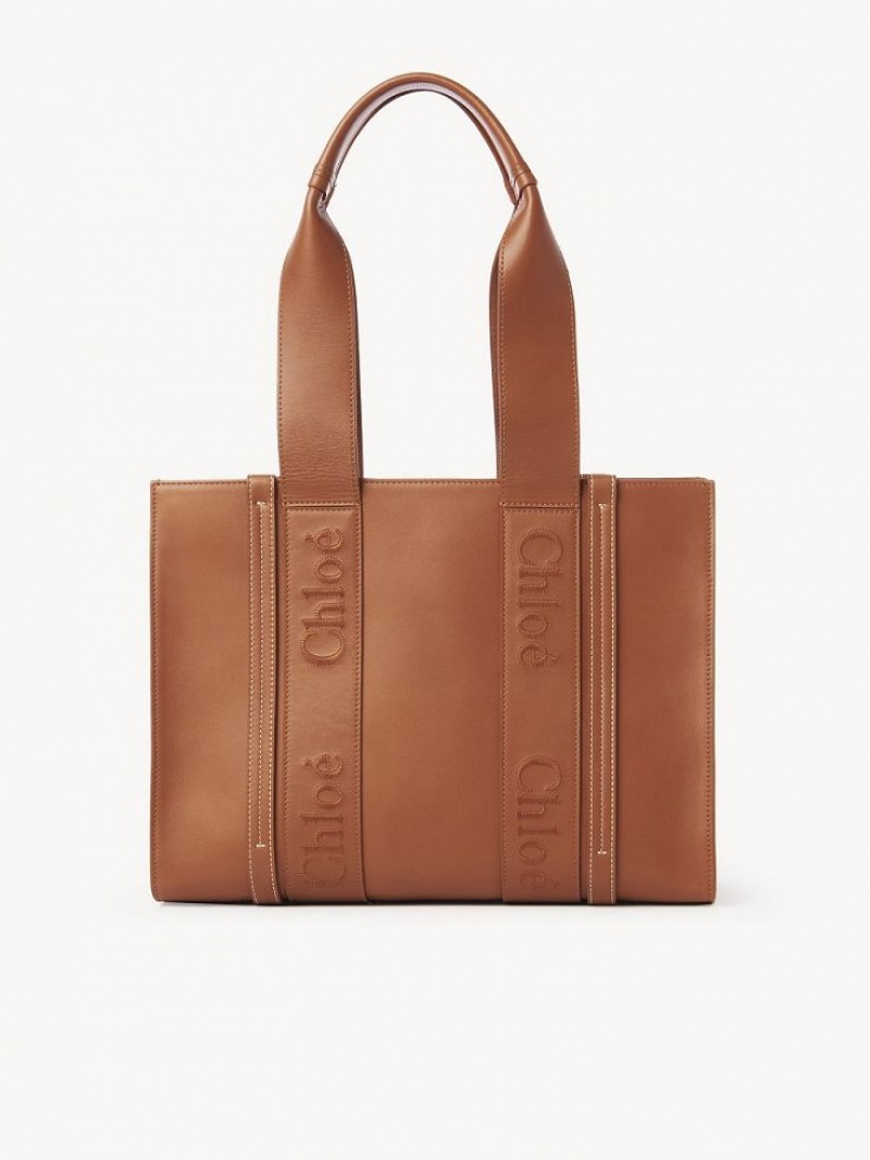 Caramel Chloe Medium Woody Tote Bags | CHE-SR13346