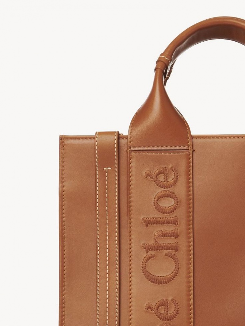 Caramel Chloe Small Woody Tote Bags | CHE-SR13345