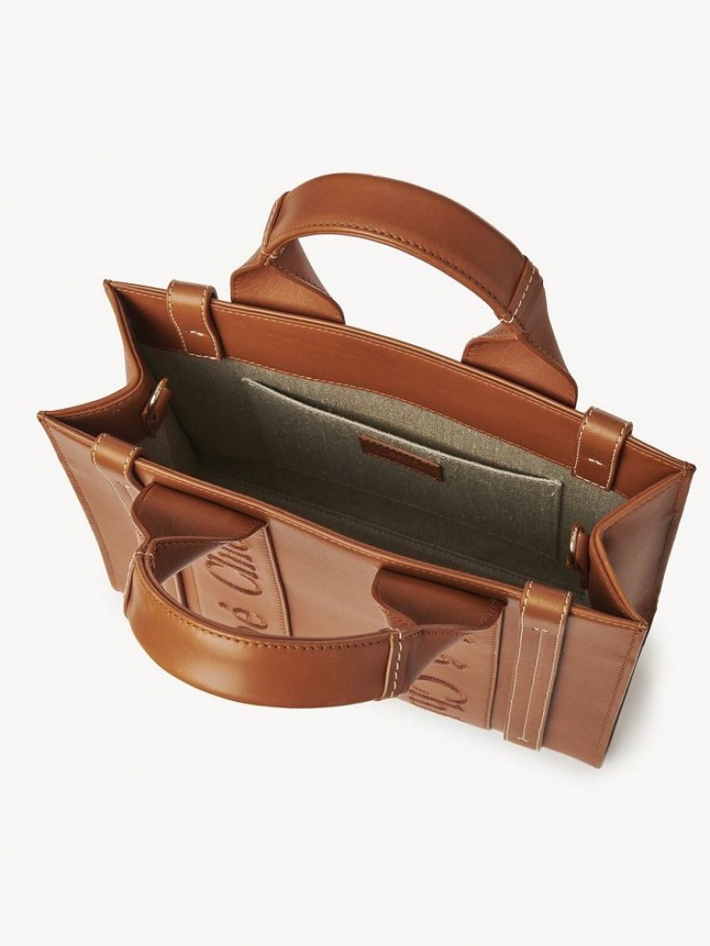 Caramel Chloe Small Woody Tote Bags | CHE-SR13345