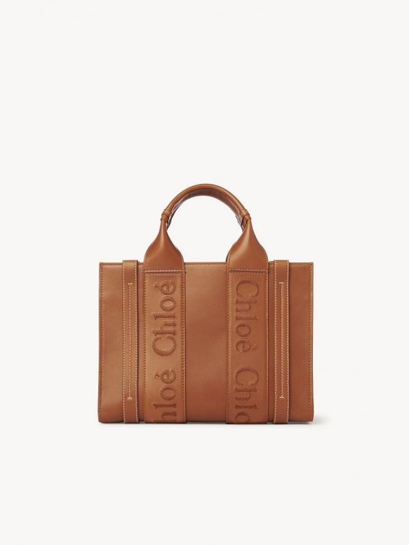 Caramel Chloe Small Woody Tote Mini Bags | CHE-SR13688