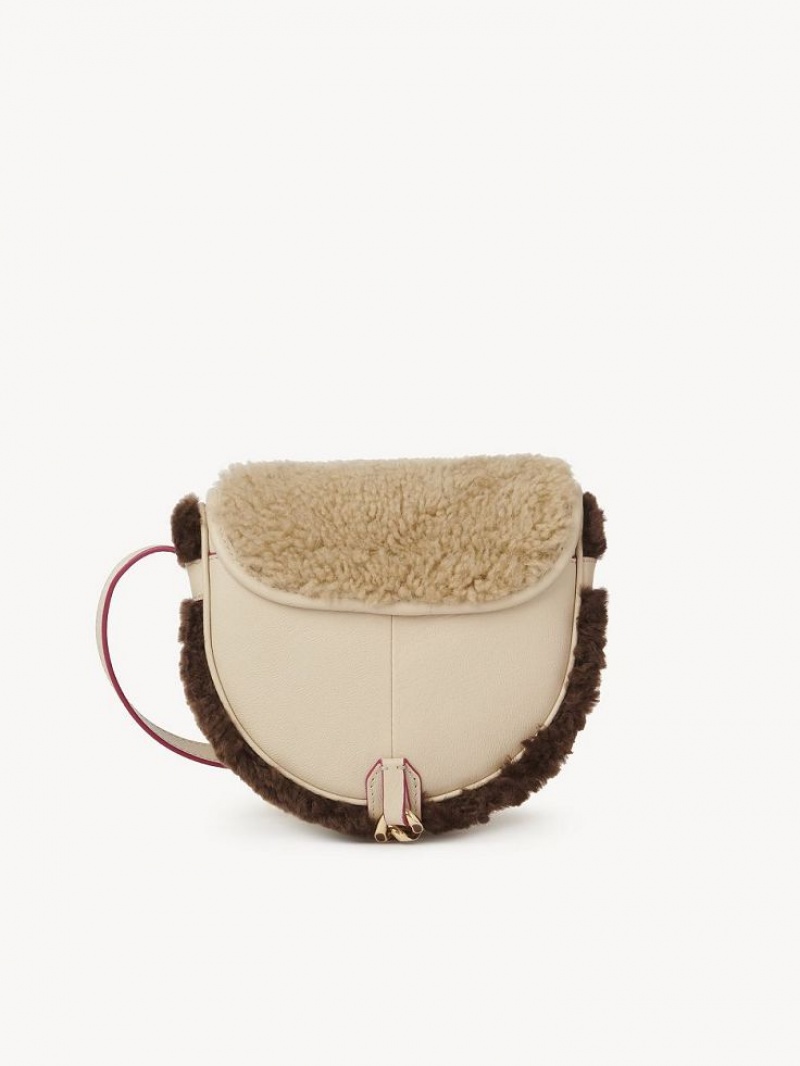 Cement Beige Chloe Mara Small Saddle Shoulder Bags | CHE-SR14604