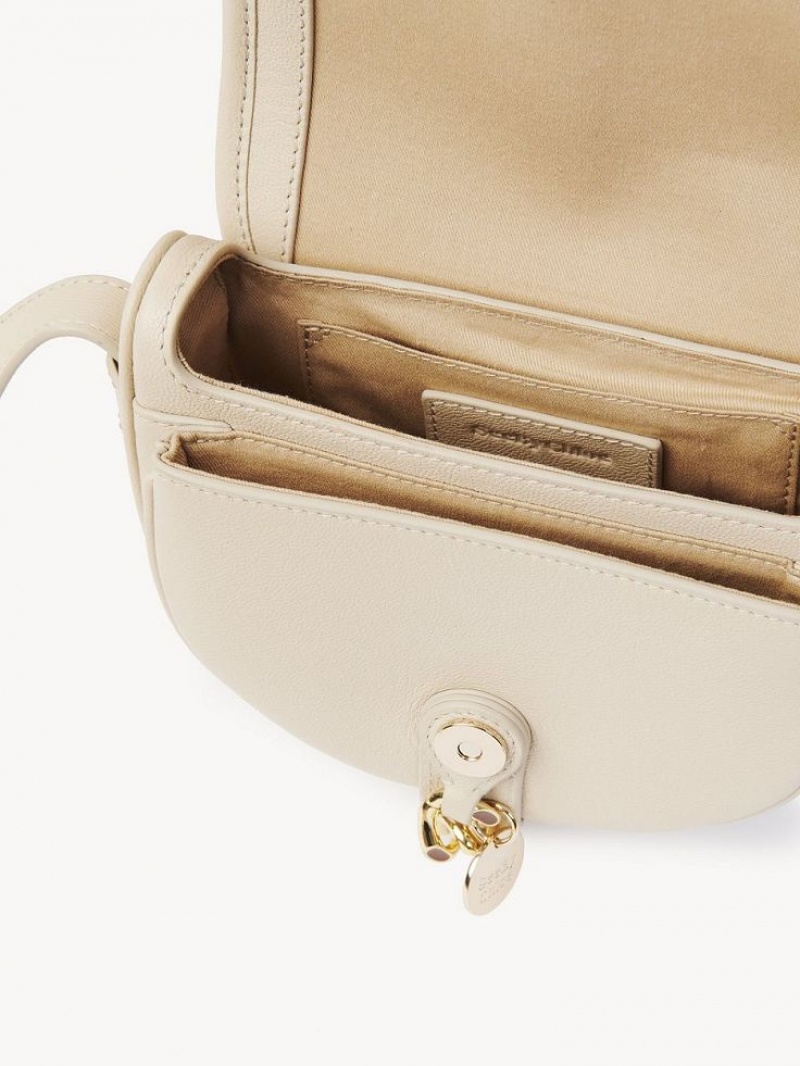 Cement Beige Chloe Small Mara Saddle Shoulder Bags | CHE-SR14628