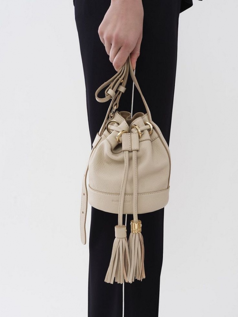 Cement Beige Chloe Vicki Small Bucket Shoulder Bags | CHE-SR14643