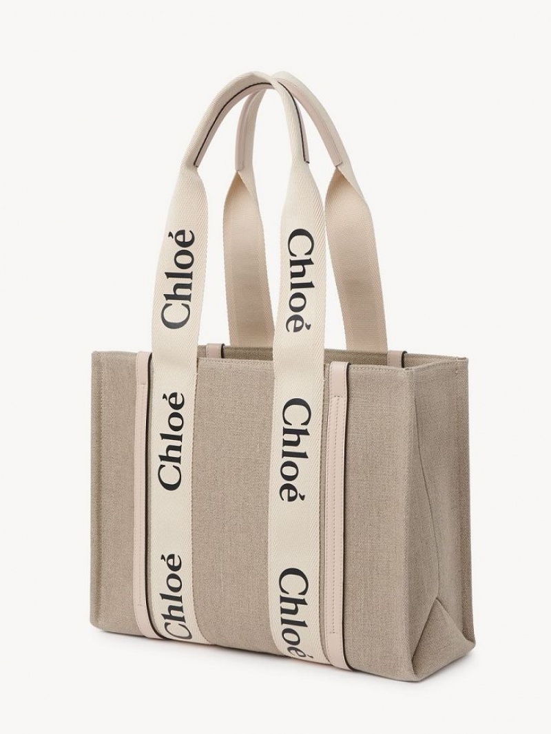 Cement Pink Chloe Medium Woody Tote Bags | CHE-SR13393