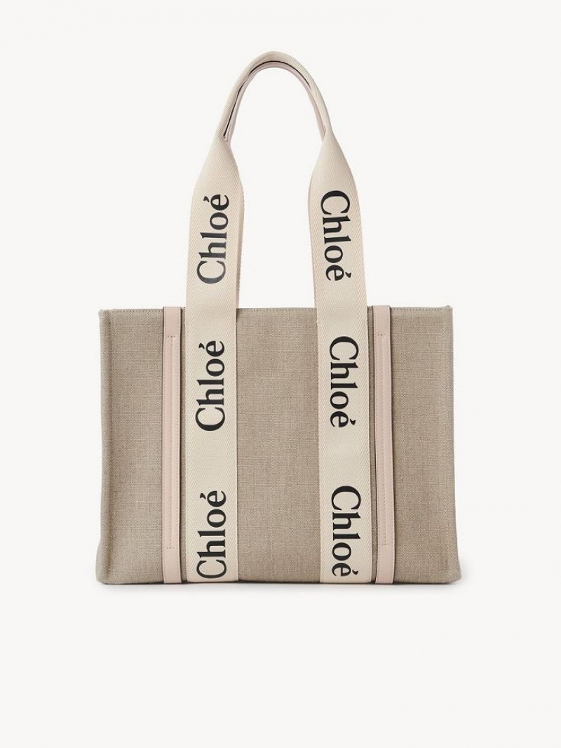 Cement Pink Chloe Medium Woody Tote Bags | CHE-SR13393