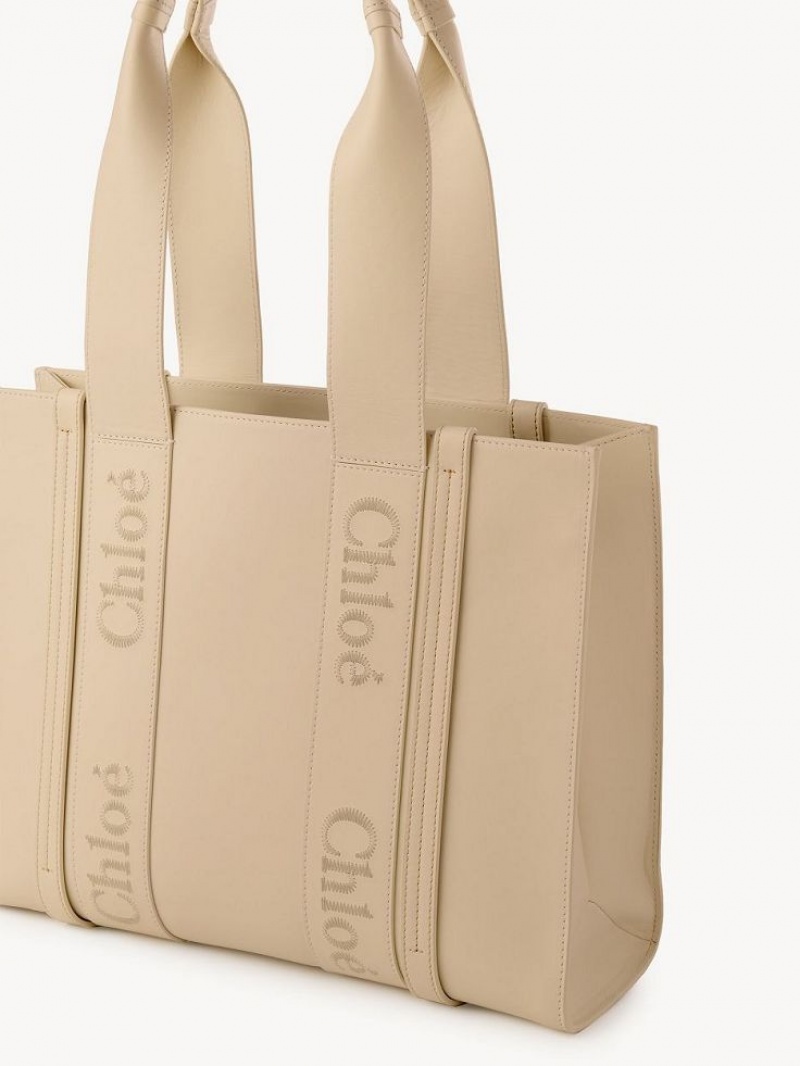 Cement Pink Chloe Medium Woody Tote Bags | CHE-SR13355