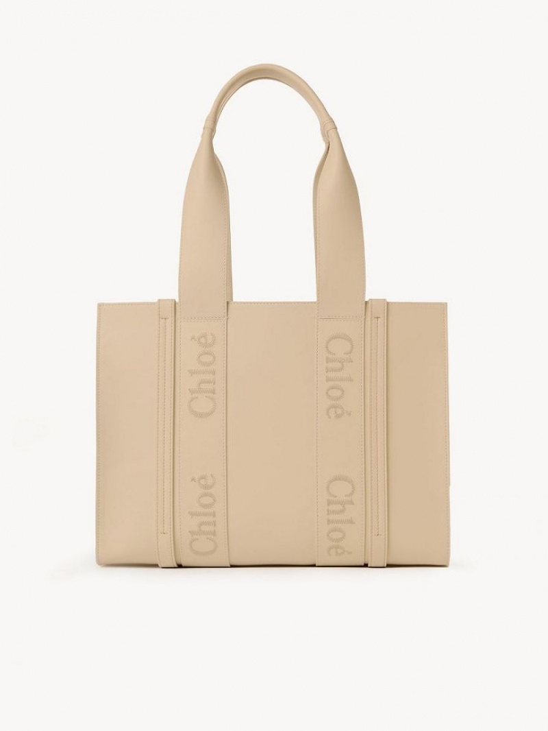 Cement Pink Chloe Medium Woody Tote Bags | CHE-SR13355