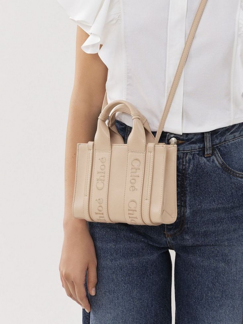 Cement Pink Chloe Mini Woody Crossbody Bags | CHE-SR13562