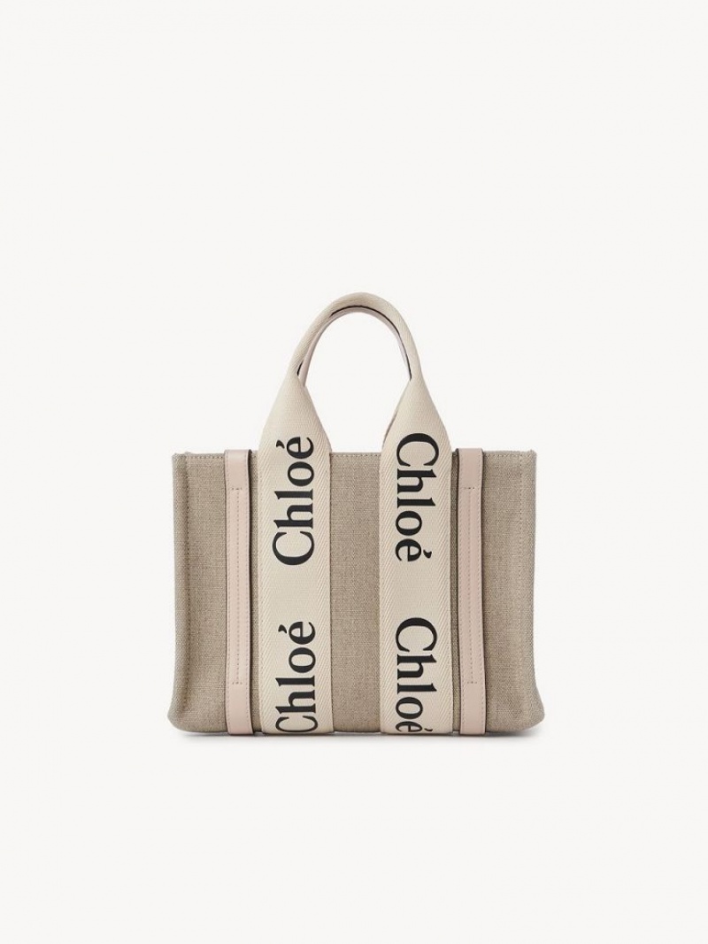 Cement Pink Chloe Small Woody Tote Bags | CHE-SR13392