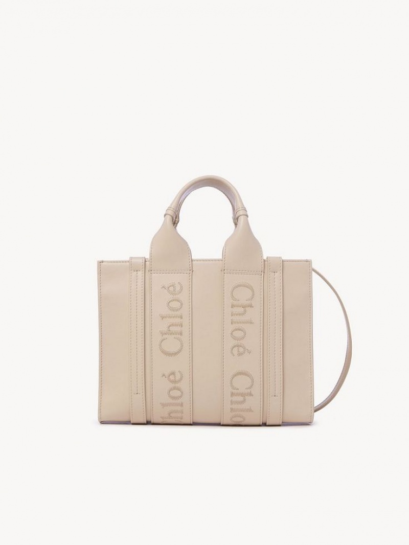 Cement Pink Chloe Small Woody Tote Bags | CHE-SR13374