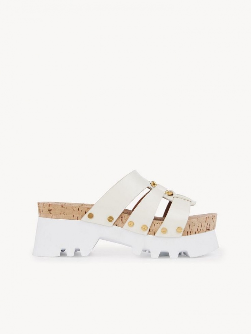 Cloudy White Chloe Owena Platform Slide Mule | CHE-SR14133