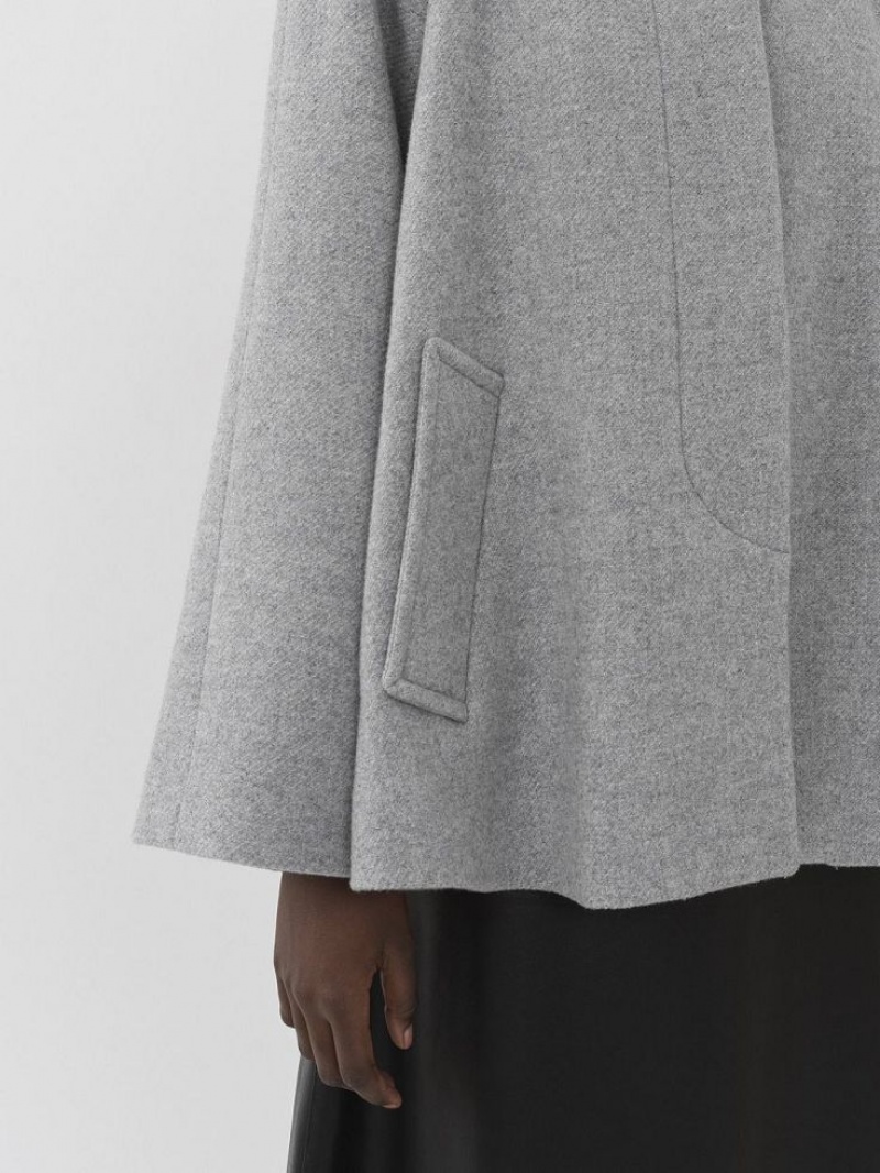 Cosy Grey Chloe Short Cape Coats | CHE-SR13804