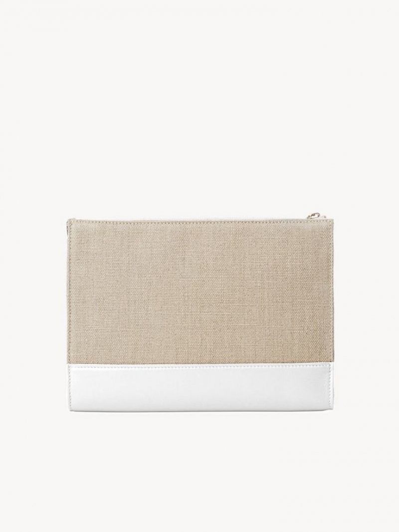 Crystal White Chloe Sense Zippered Pouches | CHE-SR14327